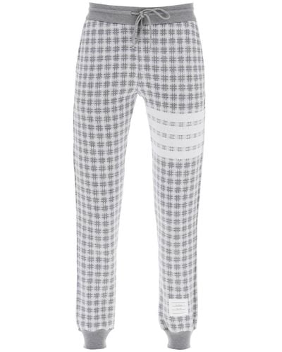 Thom Browne 4-bar sweatpants In Check Knit - Gray