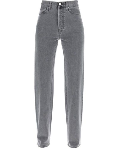 Totême Toteme Classic Cut Organic Denim Jeans With L34 Length - Gray