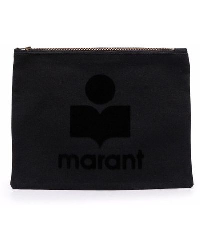 Isabel Marant Logo-print Textured Clutch Bag - Black