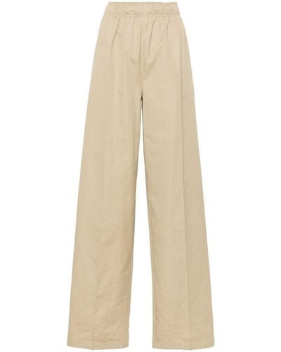 Prada Wide-Leg Cotton Pants - Natural