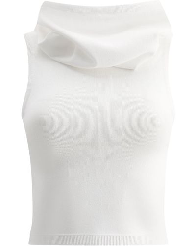 Alaïa Hooded Knit Top - White