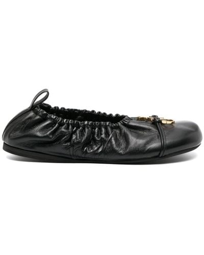 JW Anderson Anchor Leather Ballerina Shoes - Black