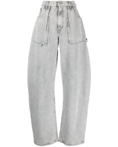 The Attico Effie High-waist Wide-leg Jeans - Grey