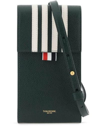Thom Browne Leather Crossbody Phone Holder - Green