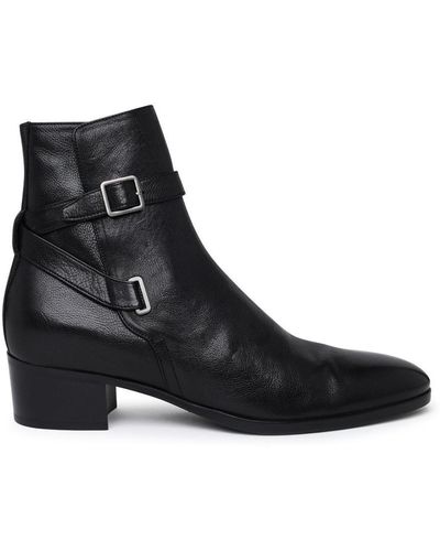 Saint Laurent Dorian Black Calf Ankle Boots