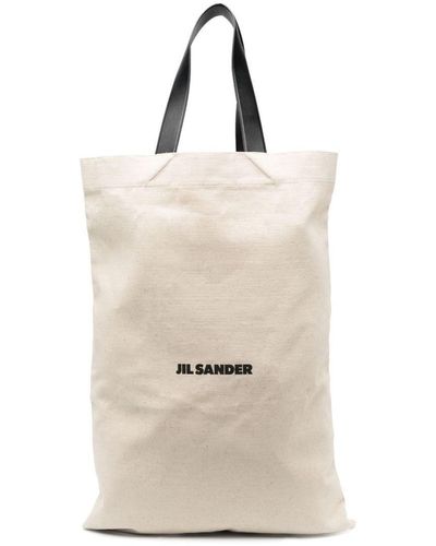 Jil Sander Logo-print Canvas Tote Bag - Natural
