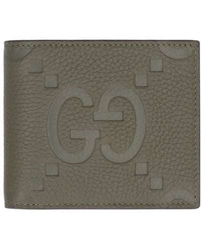 Gucci Jumbo GG Print Wallet - Gray