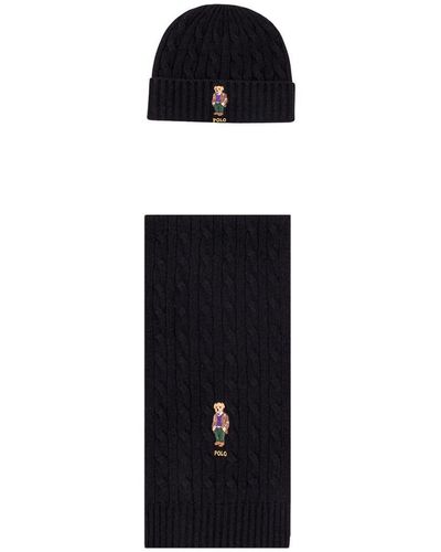 Polo Ralph Lauren Hat And Scarf - Black