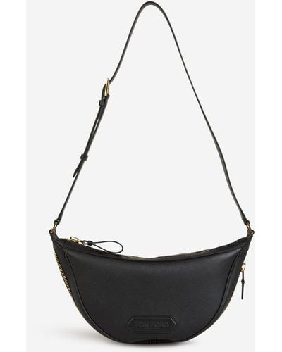 Tom Ford Grained Leather Crossbody Bag - Black