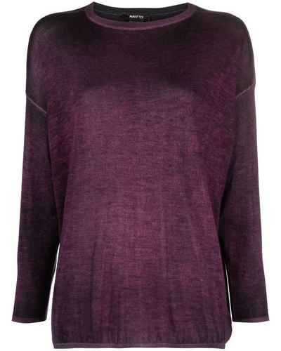 Avant Toi Boat Neck Off Gauge Pullover Clothing - Purple