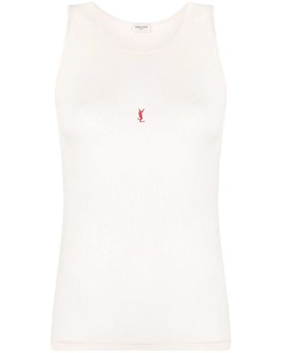 Saint Laurent Ribbed Tank Top Clothing - White