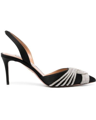 Aquazzura Gatsby 75mm Slingback Court Shoes - Metallic