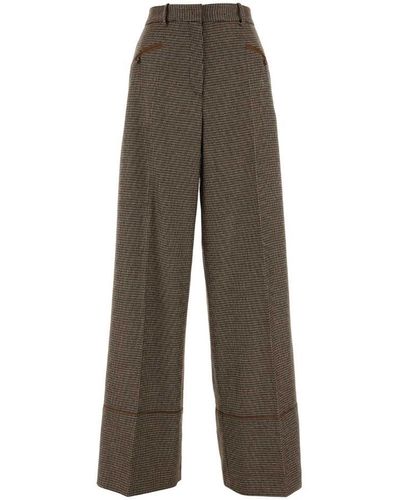 Bally Embroidered Stretch Wool Blend Wide-Leg Pant - Multicolour