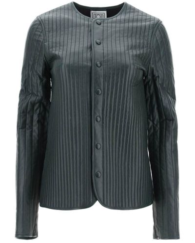 Totême Jacket In Quilted Leather - Black
