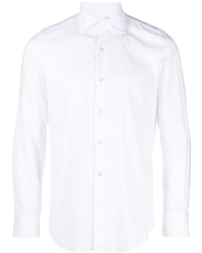 Finamore 1925 Slim Fit Flannel Shirt - White