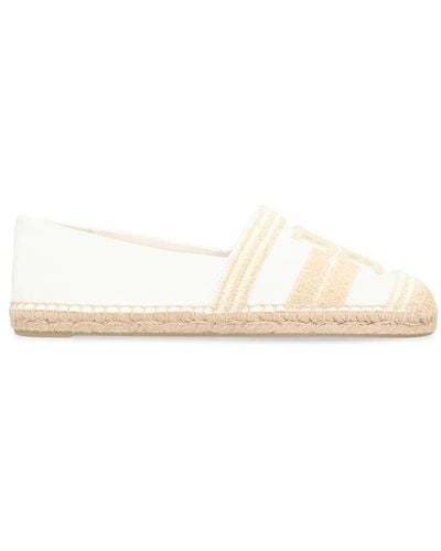 Tory Burch Canvas Espadrilles With Logo - White
