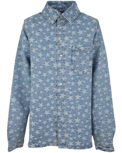 ERL Denim Jacquard Overshirt Woven Clothing - Blue