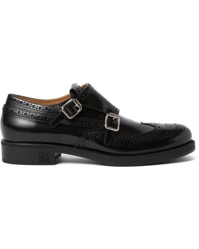 Miu Miu X Church's Leather Brogue Shoes - Black