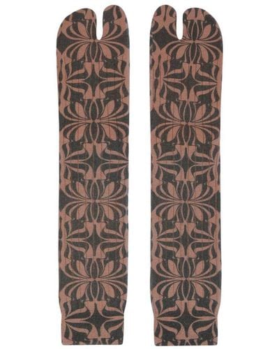 Dries Van Noten Graphic Butterfly Tabi Socks With Pattern - Brown