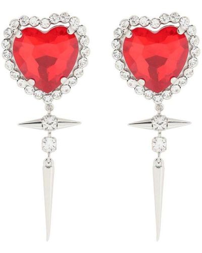 Alessandra Rich Heart Earrings With Studs - Red