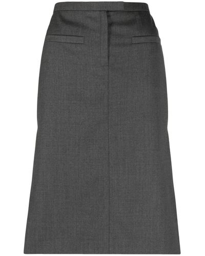Courreges Logo-patch Straight Skirt - Grey