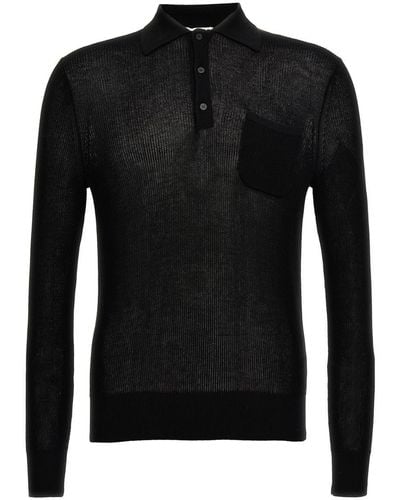 Ballantyne Cotton Knit Polo Shirt - Black