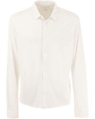 Majestic Filatures Long-sleeved Shirt In Lyocell And Cotton - White