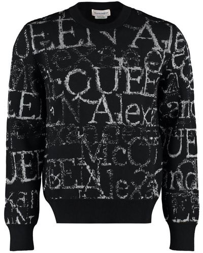 Alexander McQueen Jacquard Wool Jumper - Black