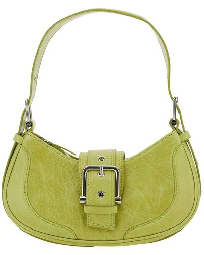 OSOI 'hobo Brocle' Yellow Shoulder Bag In Hammered Leather Woman - Green