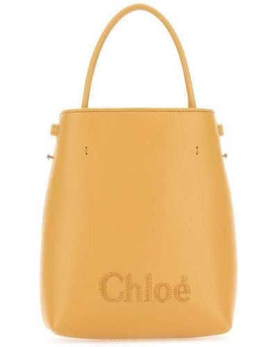 Chloé Sense Micro Leather Bucket Bag - Orange