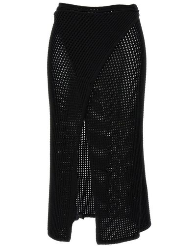 ANDREADAMO 'fishnet Knit Midi Wrap' Skirt - Black