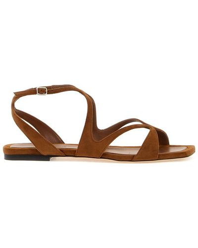 Jimmy Choo Ayla Flat Suede Leather Sandals - Brown