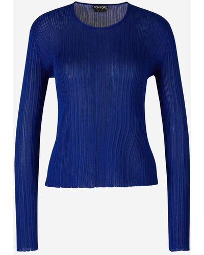 Tom Ford Textured Cotton Sweater - Blue