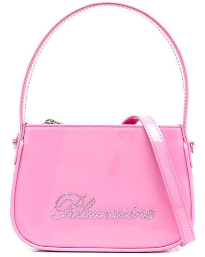 Blumarine Logo Patent Leather Top-handle Bag - Pink