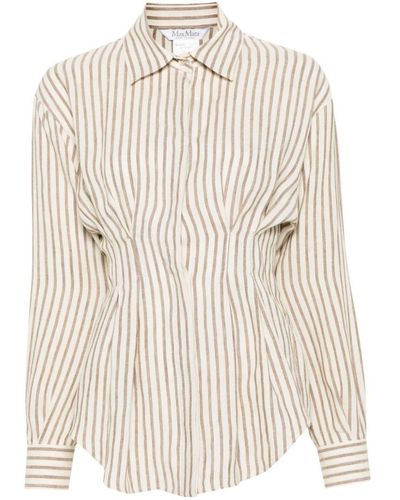 Max Mara Striped Linen Shirt - Natural