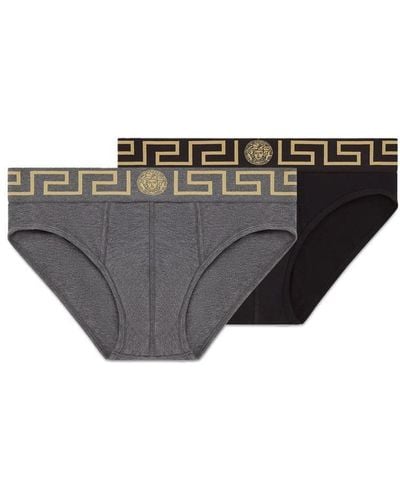 Versace Pack Of Two Knickers With Greek Border - Grey
