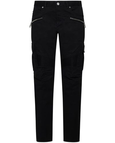 Balmain Stretch Cotton Cargo Trousers - Black