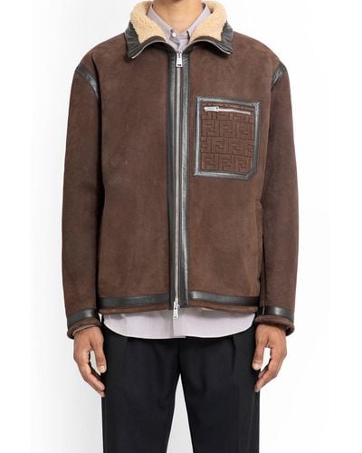 Fendi Leather Jackets - Brown