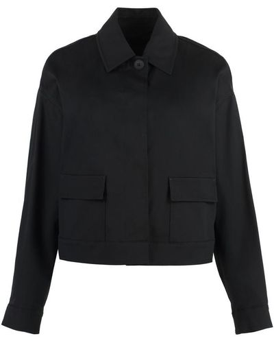Max Mara Studio Baffo Button-front Cotton Jacket - Black