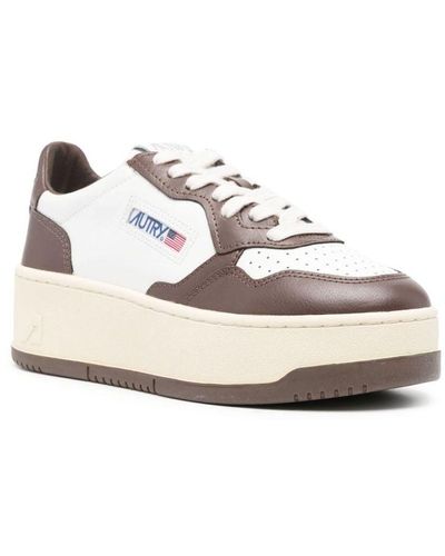 Autry 'Medalist' Two-Tone Leather Platform Sneakers - White