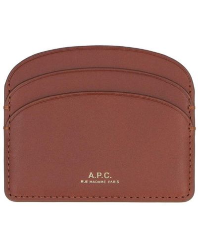 A.P.C. Logo Detail Leather Card Holder - Red