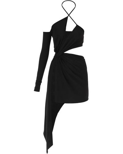 Monot Asymmetric Jersey Mini Dress - Black