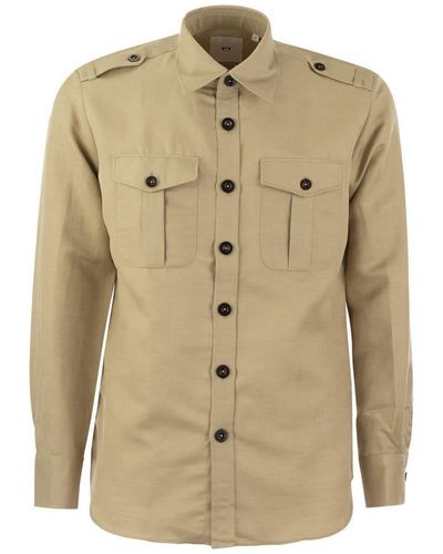 PT Torino Linen And Cotton Safari Shirt - Natural