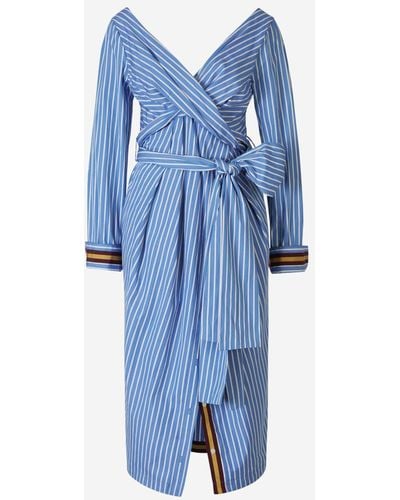 Dries Van Noten Striped Midi Dress - Blue