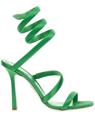 Rene Caovilla Lime Cleo Sandals With Crystals - Green