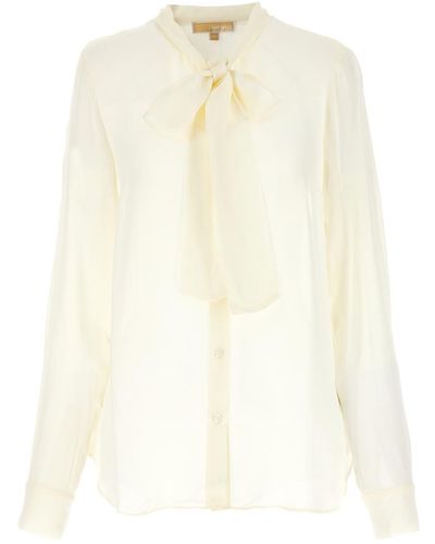 MICHAEL Michael Kors Pussy Bow Blouse Shirt, Blouse - White