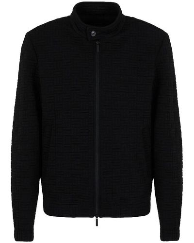 EA7 Wool Blend Zipped Jacket - Black