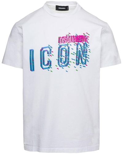 DSquared² Pixelated Icon Cool Fit Tee - White