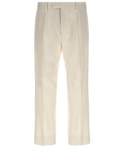 Zegna Front Pleat Trousers - Natural