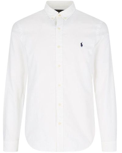 Polo Ralph Lauren Slim Fit Shirt With Blue Pony - White